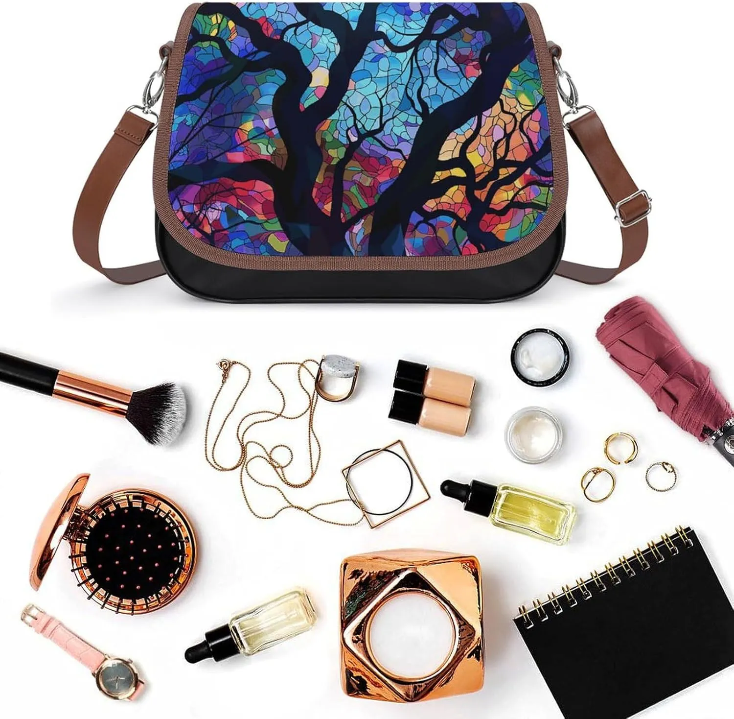 Color Dot Pattern Crossbody Bags for Women Travel Shoulder Bag Small Leather Cross Body Handbags