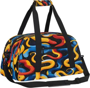 Color Snake Kids Overnighter Duffel Bags for Boys, Carry-On Size Sports Gym Bag with Front Zipper Pocket for School Practice or Overnight Travel Weekender Sleepover Tote Bag