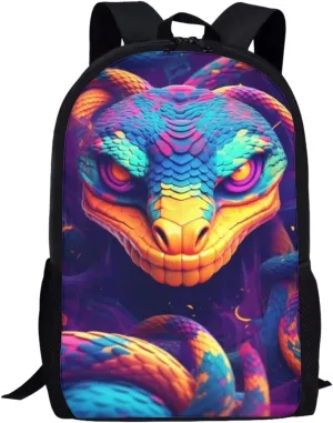 Colorful Cool Snake School Laptop Backpack Teens Girls Boys Kids School Bags Bookbag Magical Animal Water Resistant College Travel Daypack for Men Women