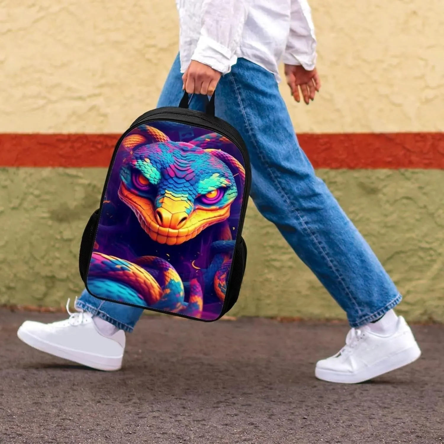Colorful Cool Snake School Laptop Backpack Teens Girls Boys Kids School Bags Bookbag Magical Animal Water Resistant College Travel Daypack for Men Women
