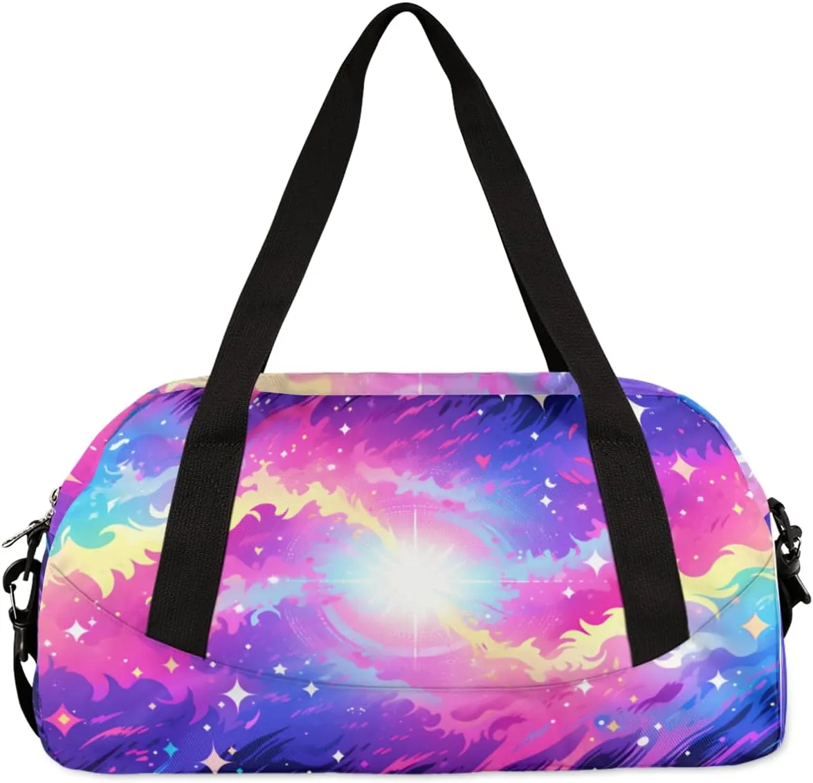 Colorful Starry Sky Tie-dye Custom Name Kids Duffel Bags Personalized Customized Gifts Sports Gym Bag Girls Dance Bag Overnight Weekender Sleepover Travel Tote Carry On Bag for Girls