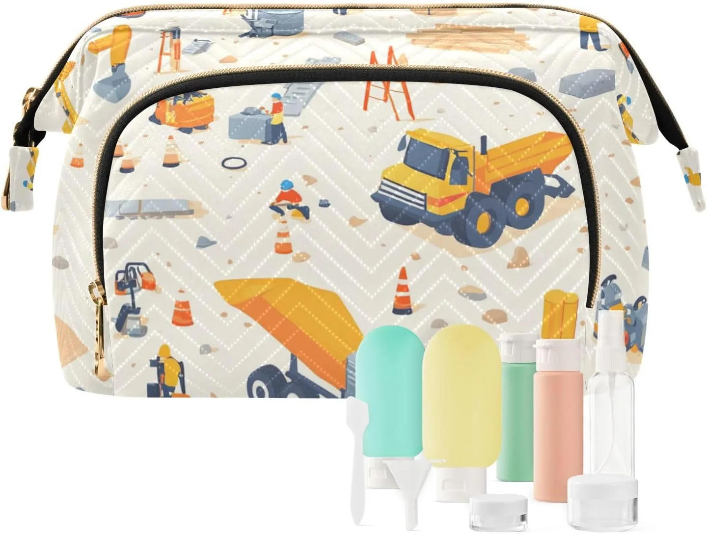 Construction Scene Loader Beige Travel Bag Waterproof Make Up Bags For Women Women's Coin Purse Wallet for Travel Accessories