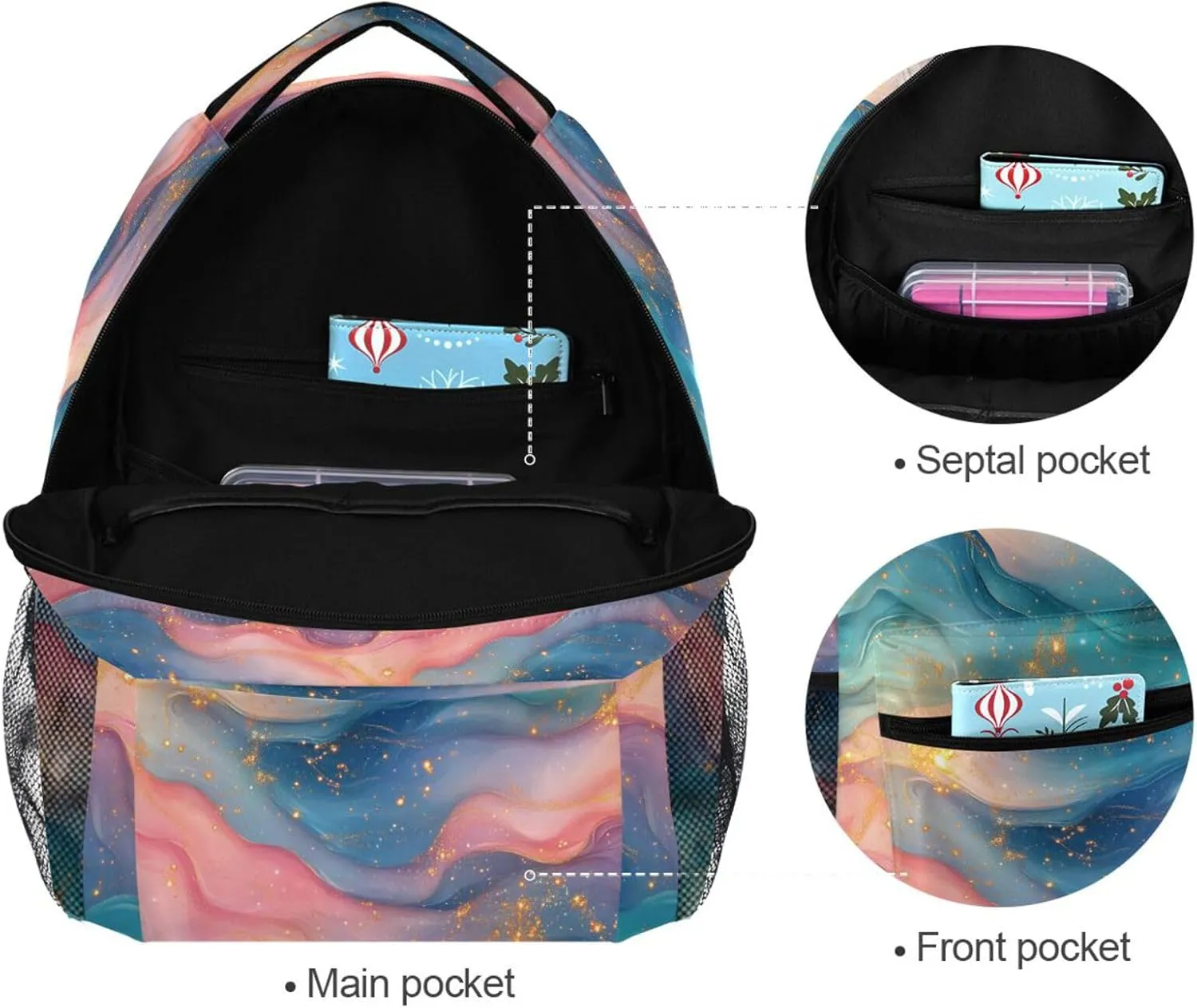 Cool Backpacks for Unisex Adult Waterproof Diaper Bag Backpack with Chest Strap for Business Work College Travel Trip Hotpink Turquoise Green