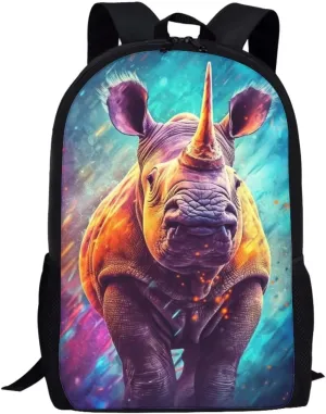 Cool Rhinoceros Boys School Backpacks Travel Rucksack Book Bag Cute Animal School Bag For Kids Girls