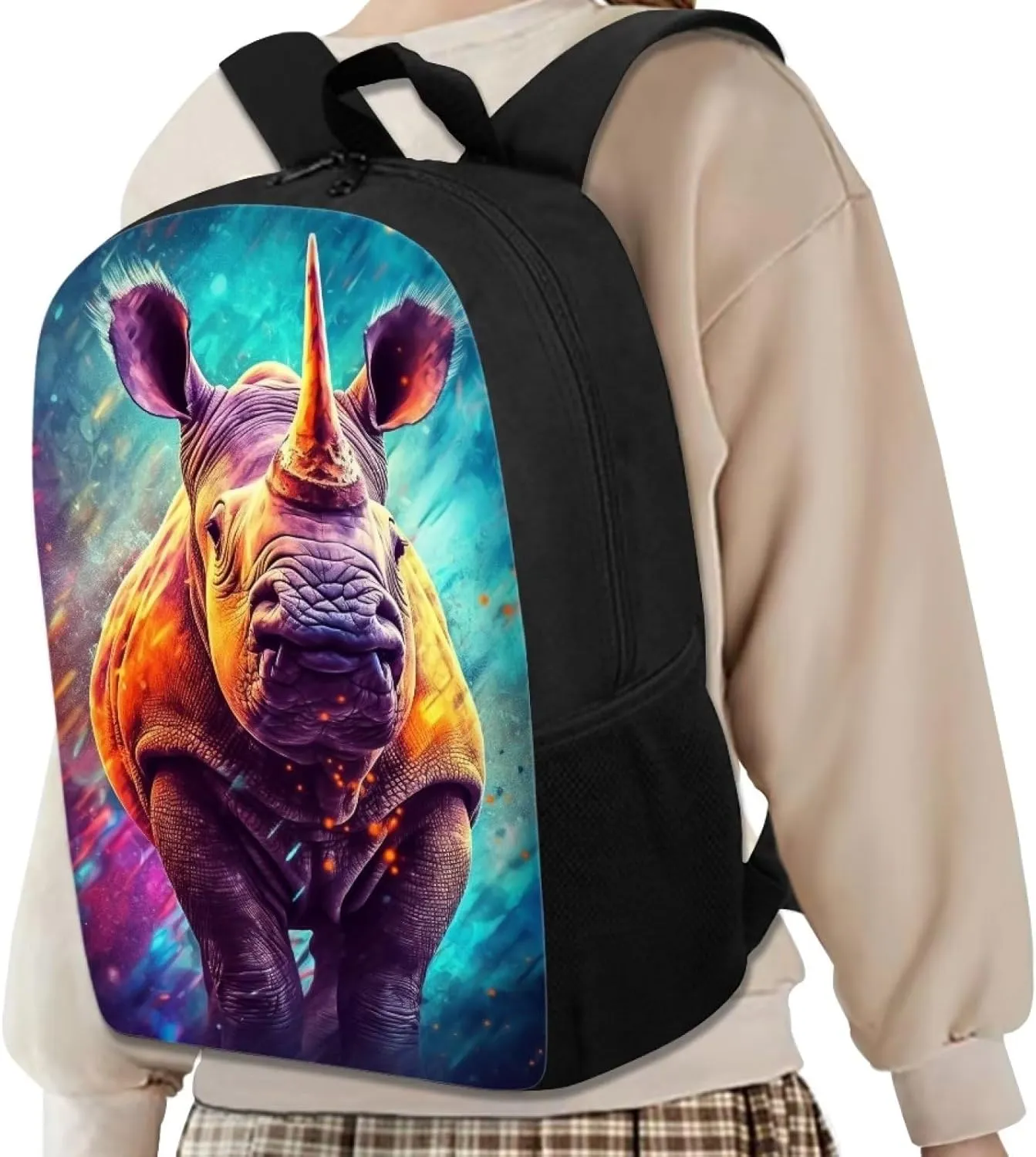 Cool Rhinoceros Boys School Backpacks Travel Rucksack Book Bag Cute Animal School Bag For Kids Girls