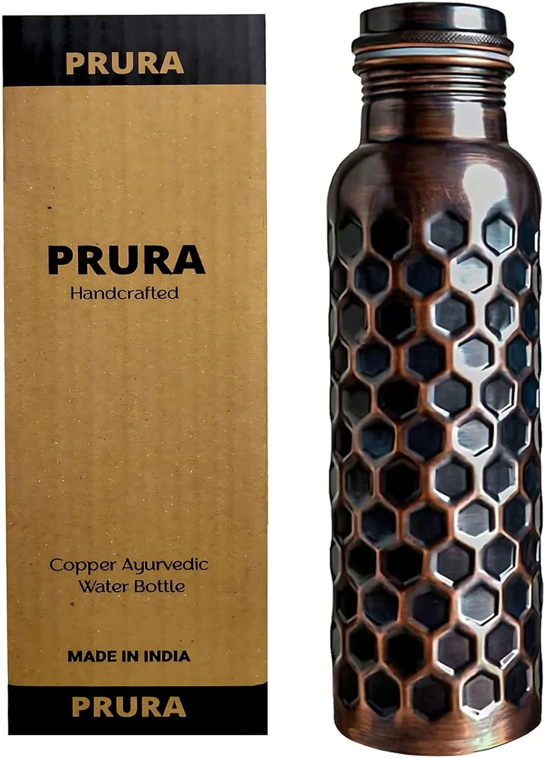 Copper Water Bottle With Beautiful Design 32 oz - Leak Proof Ayurvedic Drinkware Copper Vessel for Sports, Gym, Outdoors, Yoga, (Design 20)