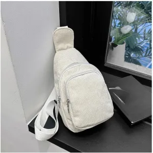 Corduroy Fanny Packs for Women Men, Fashionable Waist Bags Waterproof Small Crossbody Belt Bag Bum Bag with Adjustable Strap For Outdoor (White)