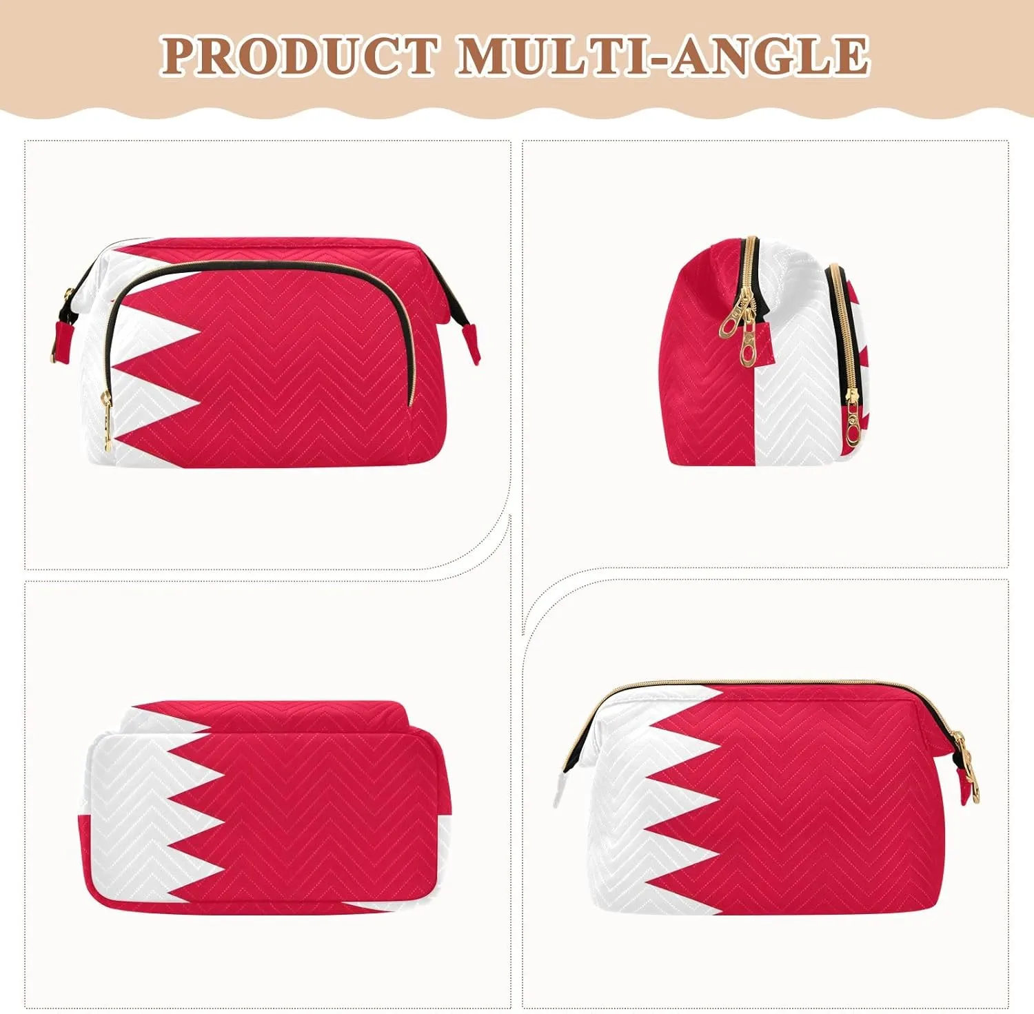 Cosmetic Bag Bahrain Flag Wide-open Cosmetic Travel Bags Roomy Cosmetic Bag for Women and Girls