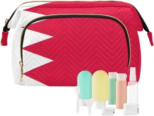 Cosmetic Bag Bahrain Flag Wide-open Cosmetic Travel Bags Roomy Cosmetic Bag for Women and Girls