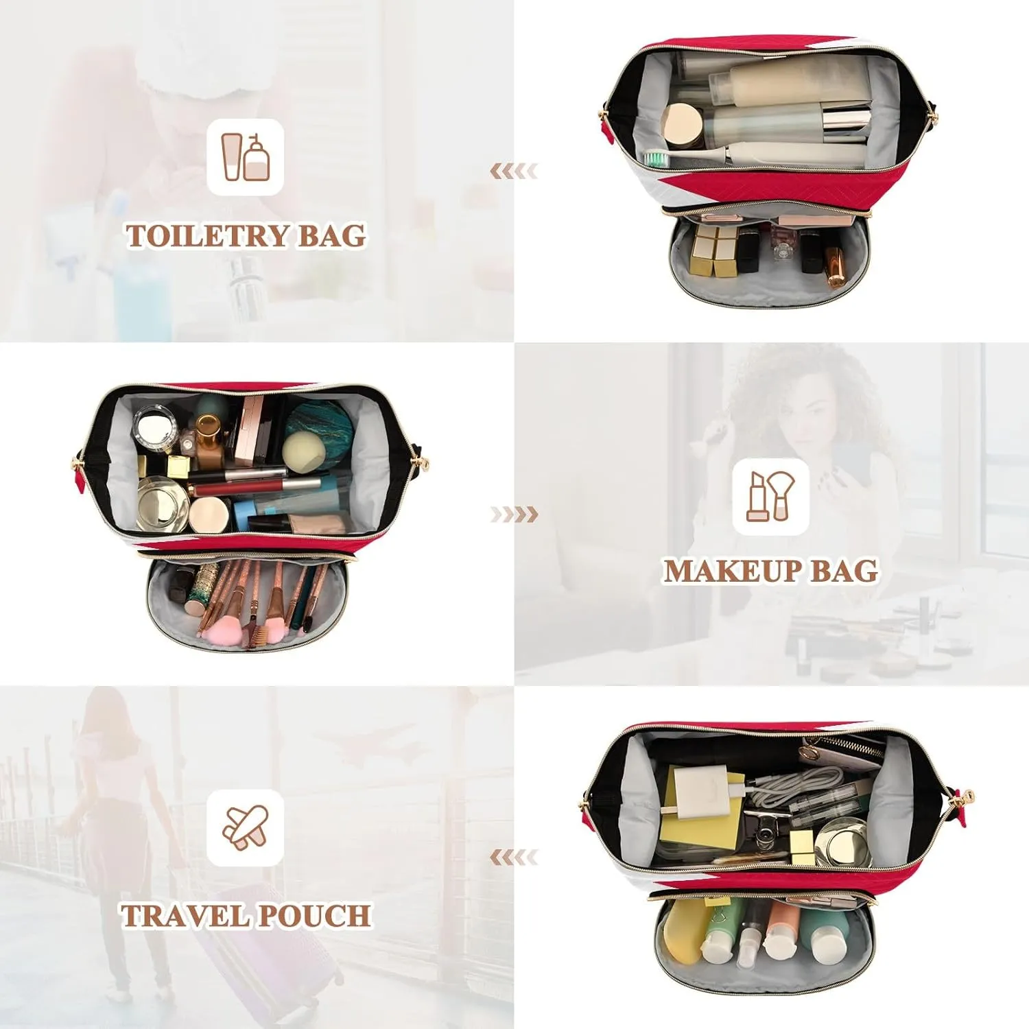 Cosmetic Bag Bahrain Flag Wide-open Cosmetic Travel Bags Roomy Cosmetic Bag for Women and Girls