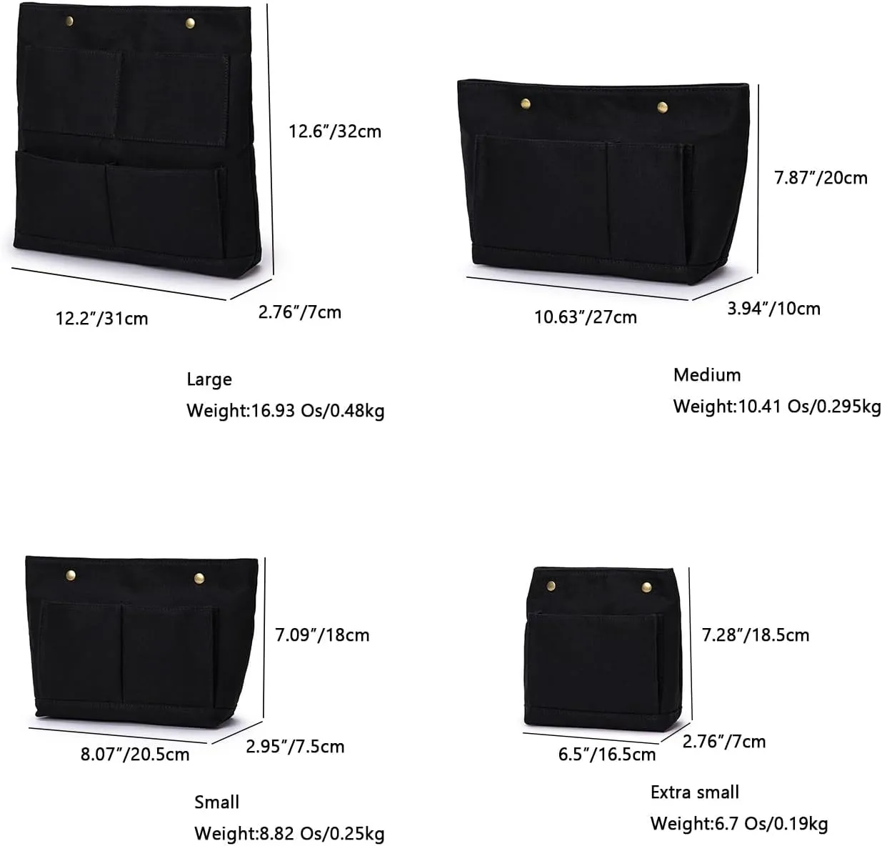 Cosmetic Bags - Bag Organizer Insert with Purse Dividers - Inside Purse Organizer for Easy Storage -Lightweight and Convenient (S, Black)