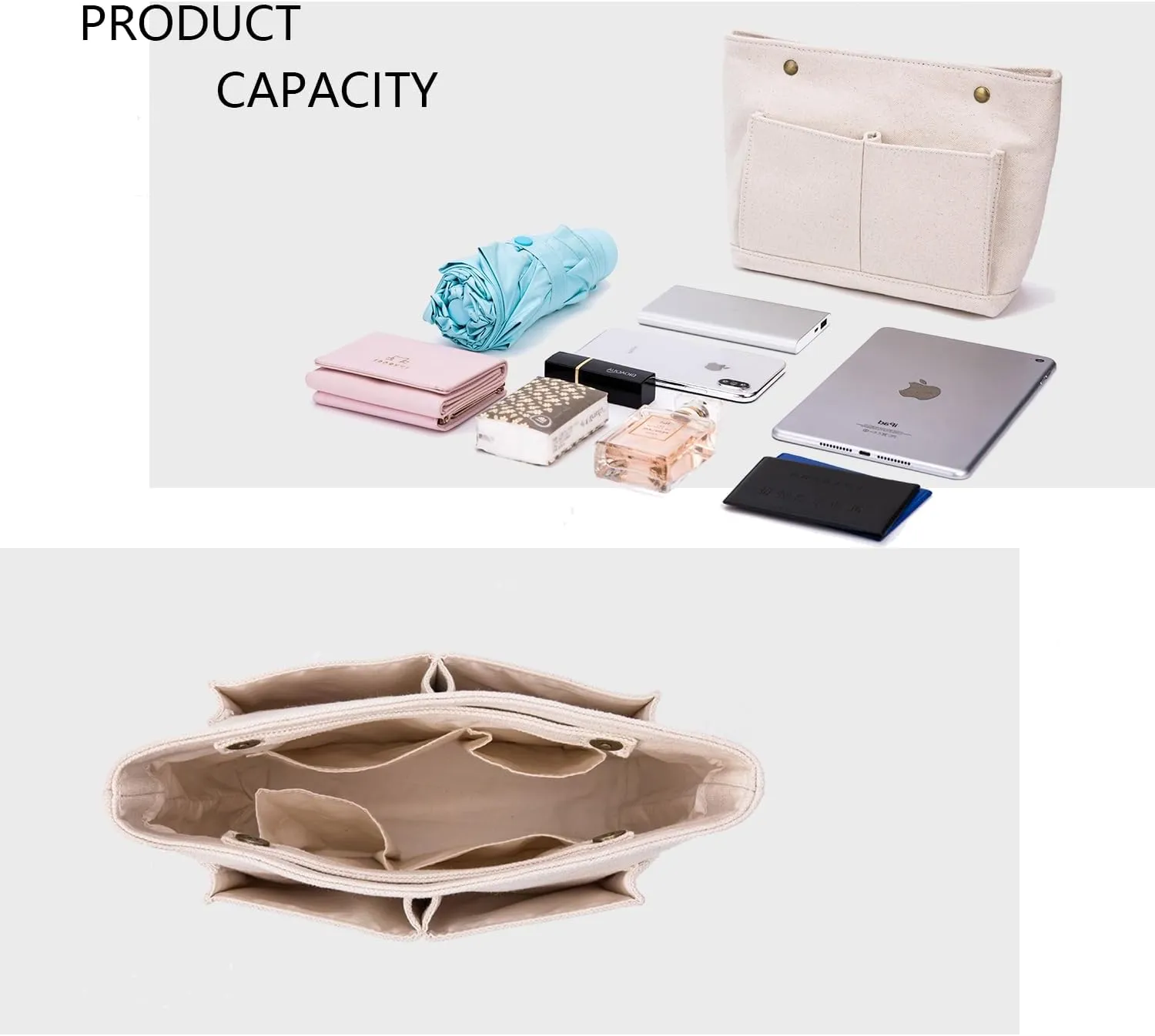 Cosmetic Bags - Bag Organizer Insert with Purse Dividers - Inside Purse Organizer for Easy Storage -Lightweight and Convenient (S, Black)