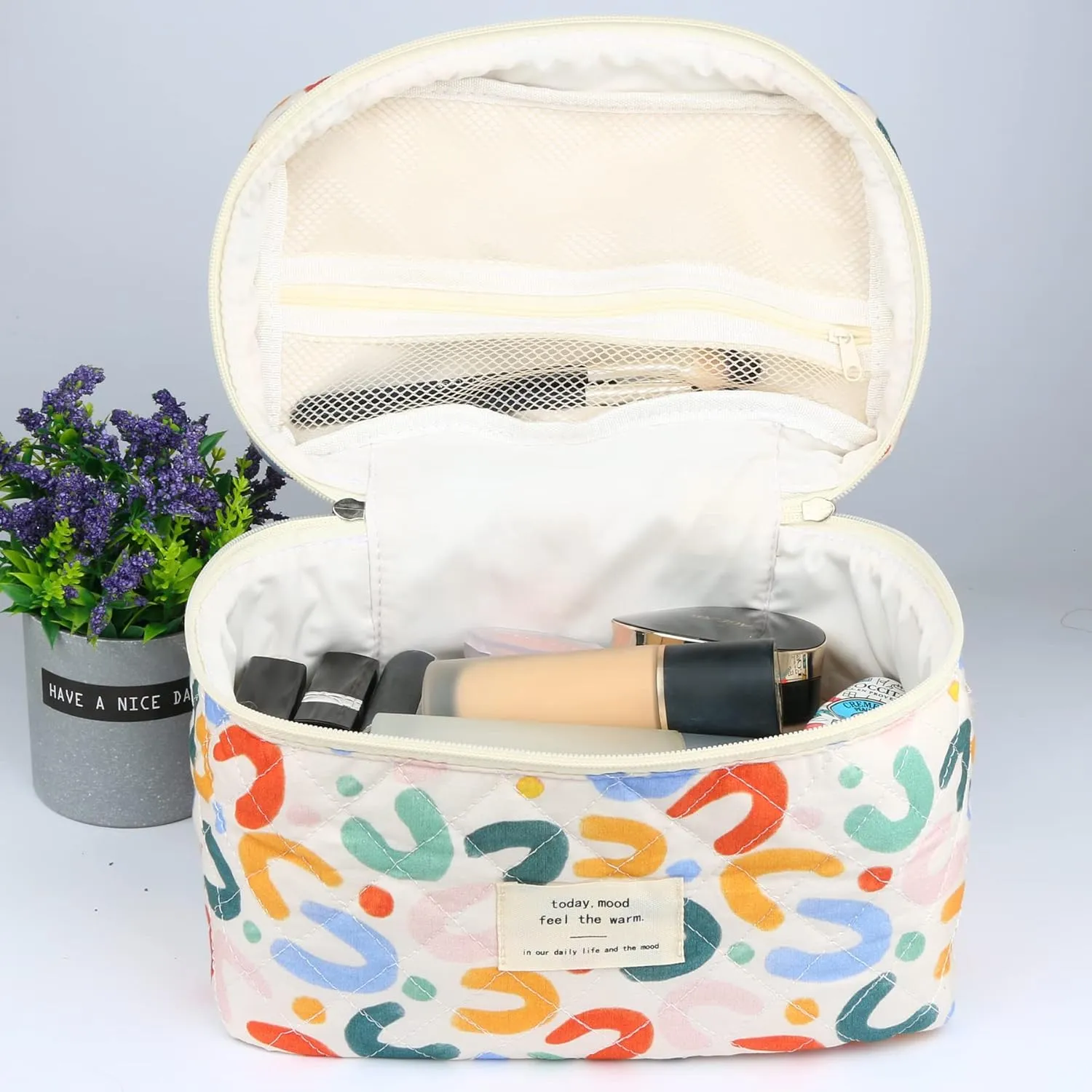 Cosmetic Bags for Women, Cute Floral Makeup Bag, Organizer Storage Make Up Bag, Travel Toiletry Bags, Handbags Purses (UU/Big)