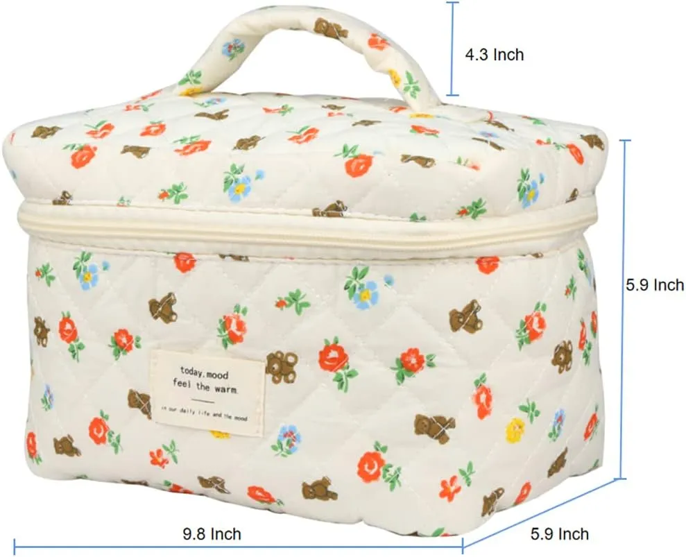 Cosmetic Bags for Women, Cute Floral Makeup Bag, Organizer Storage Make Up Bag, Travel Toiletry Bags, Handbags Purses (UU/Big)