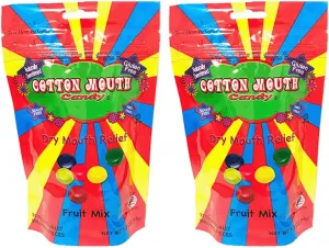 Cotton Mouth Candy Dry Mouth Relief Fruit Mix 3.3 Ounce Bag (2 Bags) | Relieves Dry Mouth & Increases Saliva Production, Sugar Free, Gluten Free, Delicious Fruit Flavor, Individually Wrapped, 30 Ct
