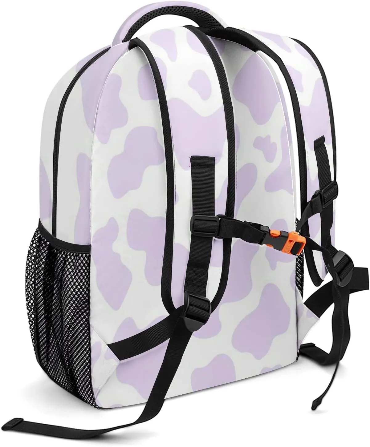Cow Pattern Purple Backpack Personalized Name Waterproof Travel Bags for Men Women