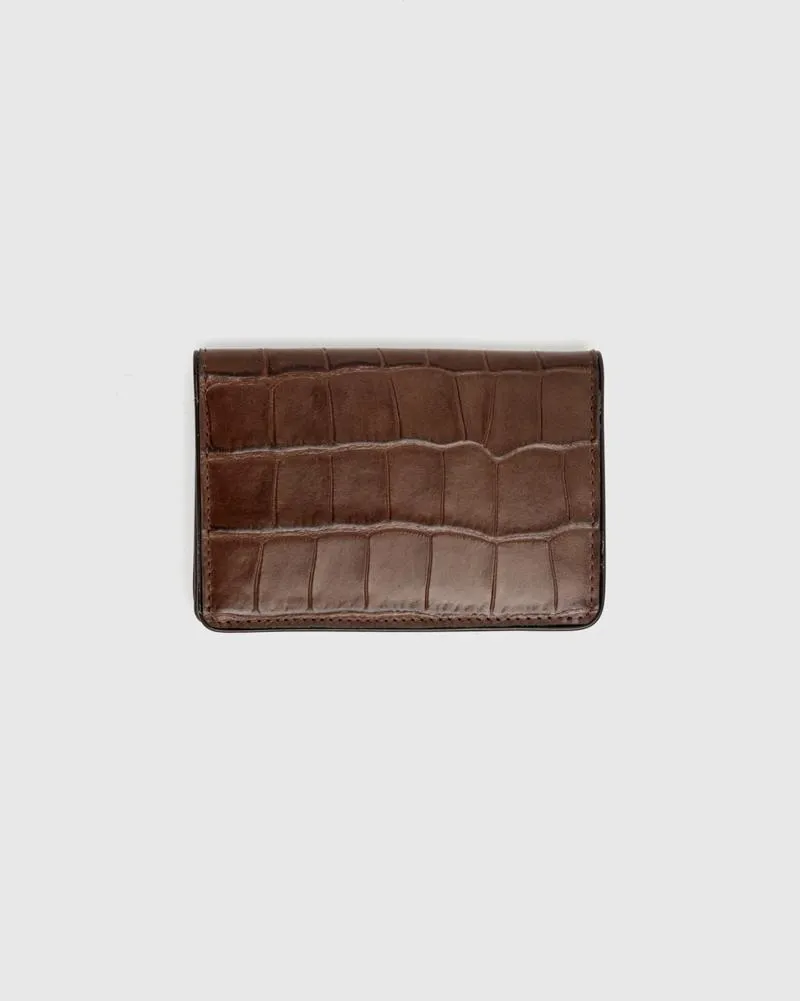 Croc Embossed Bifold Wallet in Brown