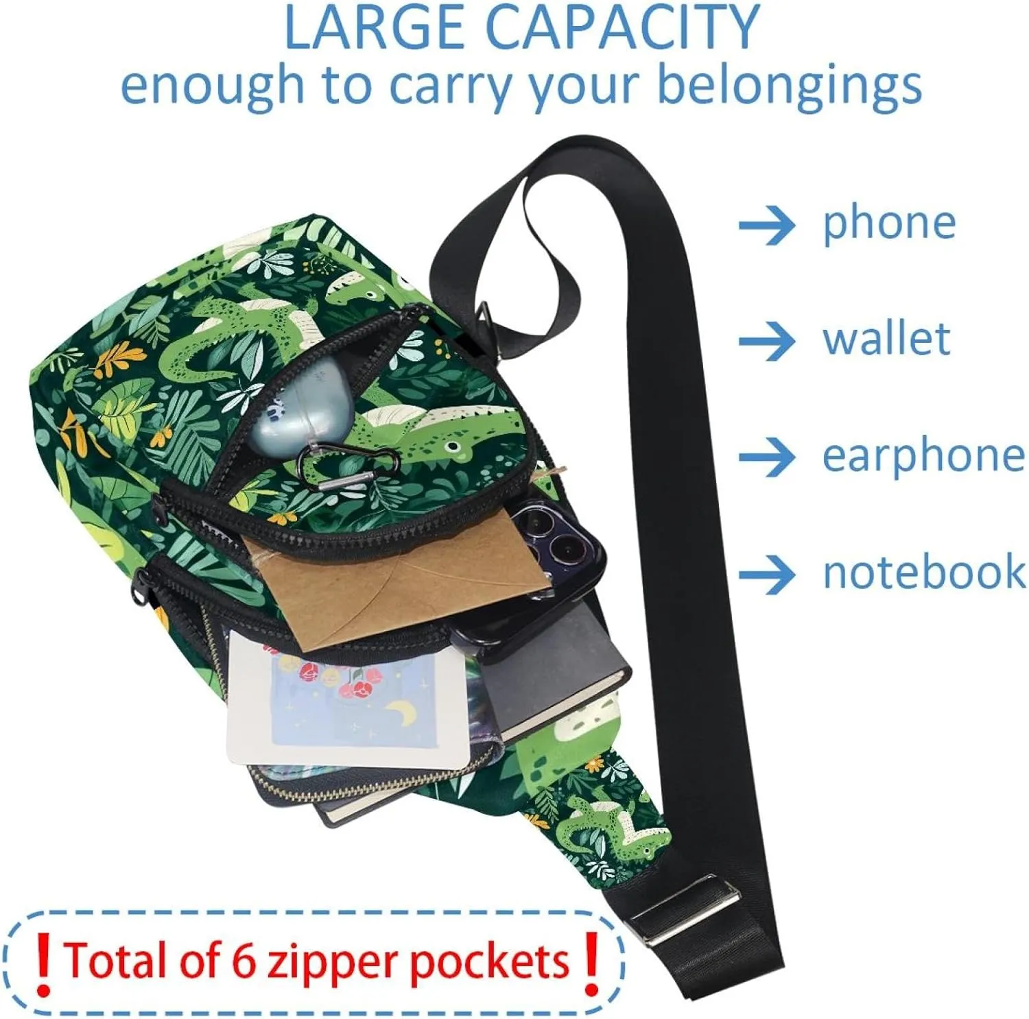 crocodile and plants (3) Sling Bag for Women Men Crossbody Shoulder Tote Blet Bags Backpack Fanny Pack Travel Purse