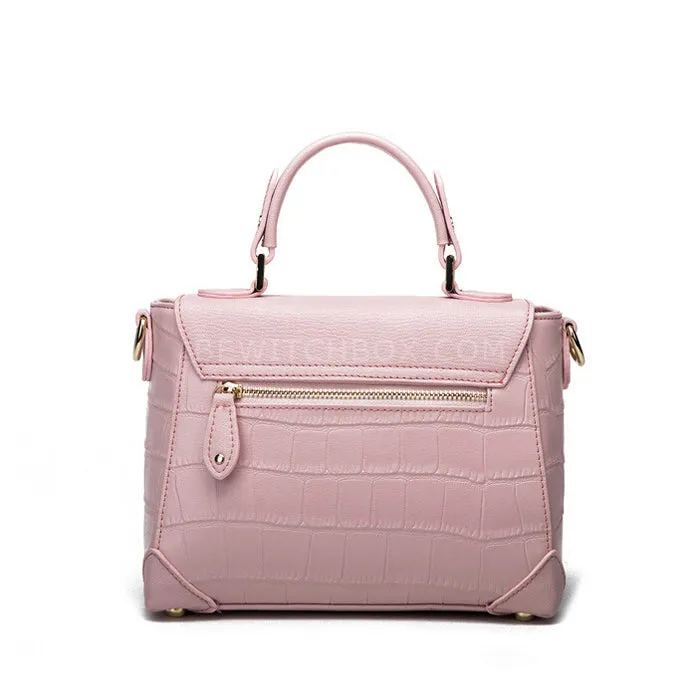Crocodile Embossed Flip Crossbody Bag