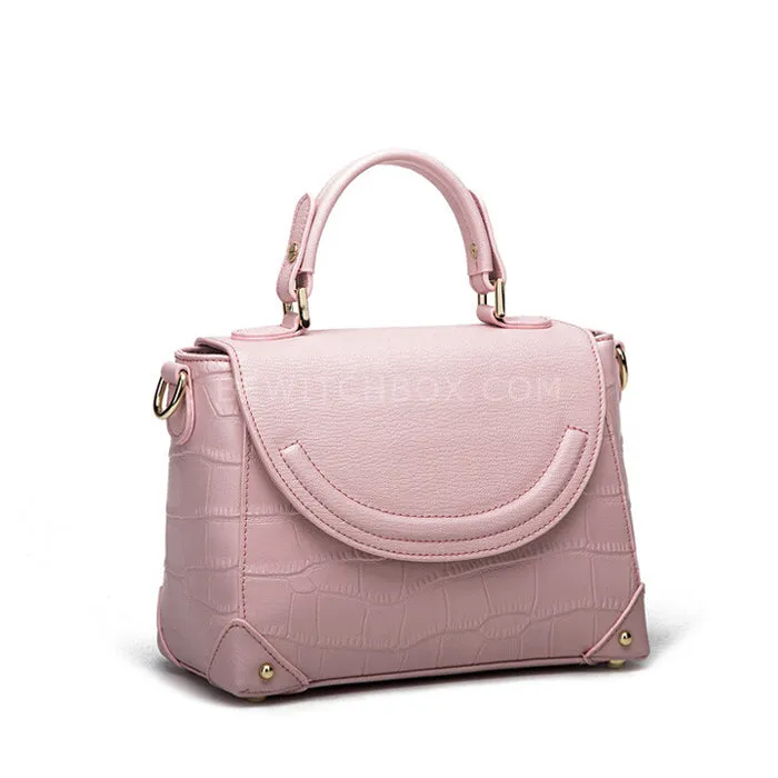 Crocodile Embossed Flip Crossbody Bag