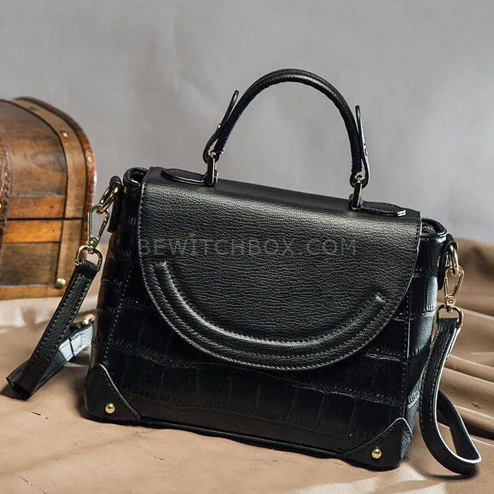 Crocodile Embossed Flip Crossbody Bag