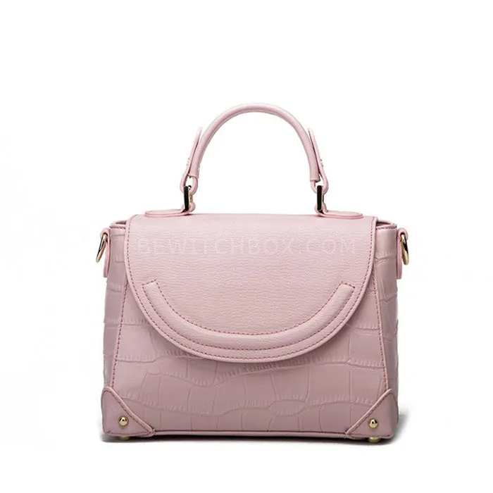 Crocodile Embossed Flip Crossbody Bag