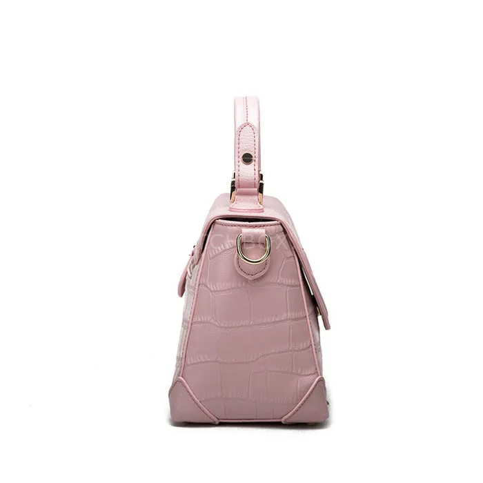 Crocodile Embossed Flip Crossbody Bag