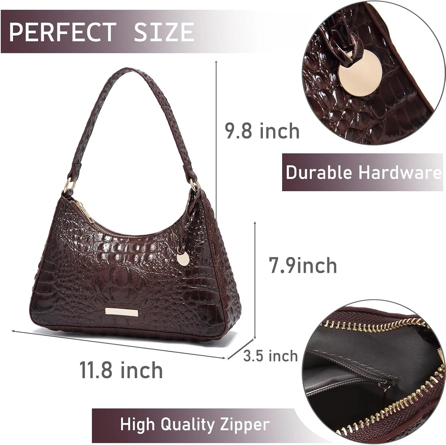 crocodile-embossed Hobo Purse for Women Large Shoulder Purses and Handbags Tote Bags