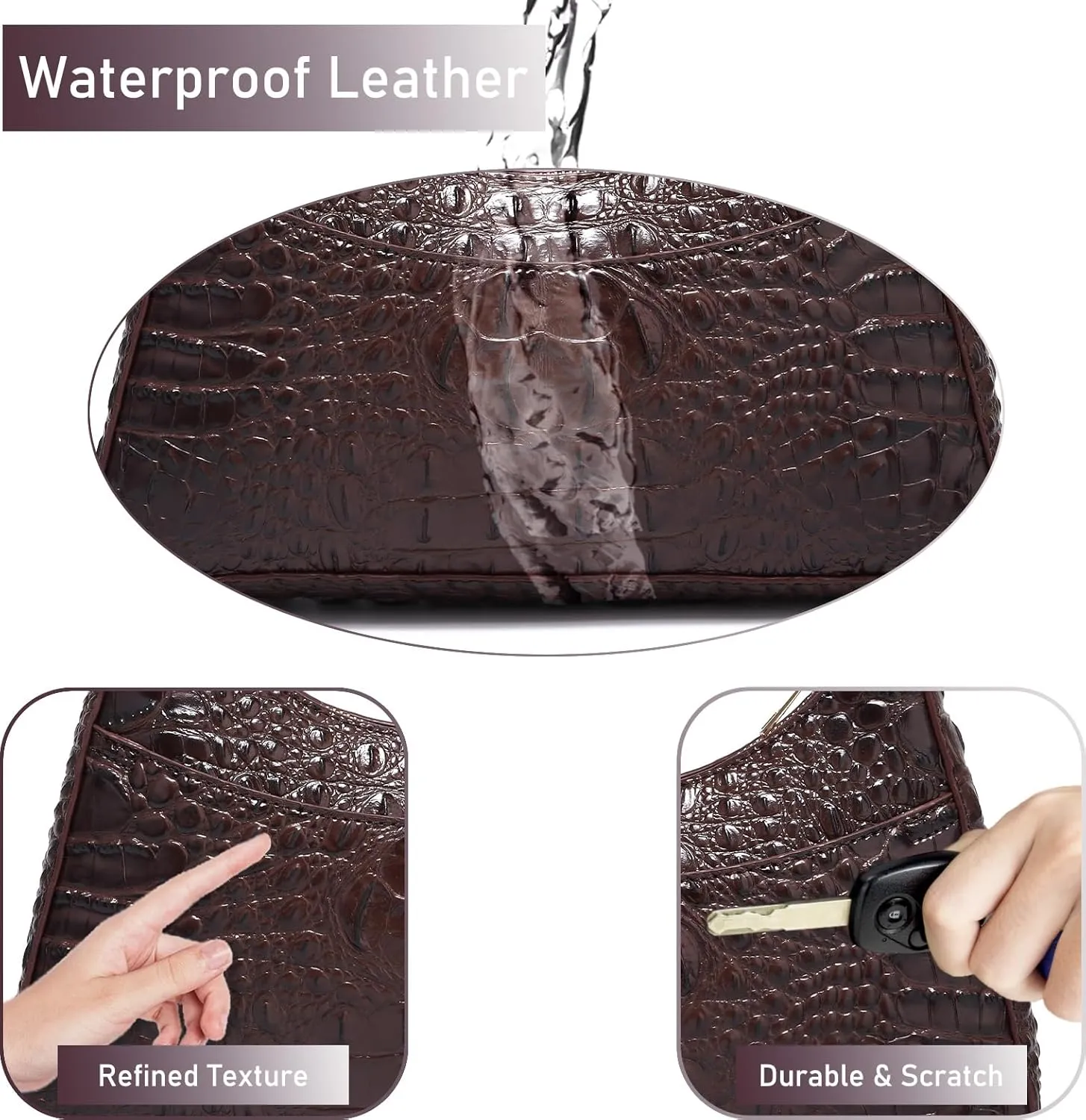 crocodile-embossed Hobo Purse for Women Large Shoulder Purses and Handbags Tote Bags