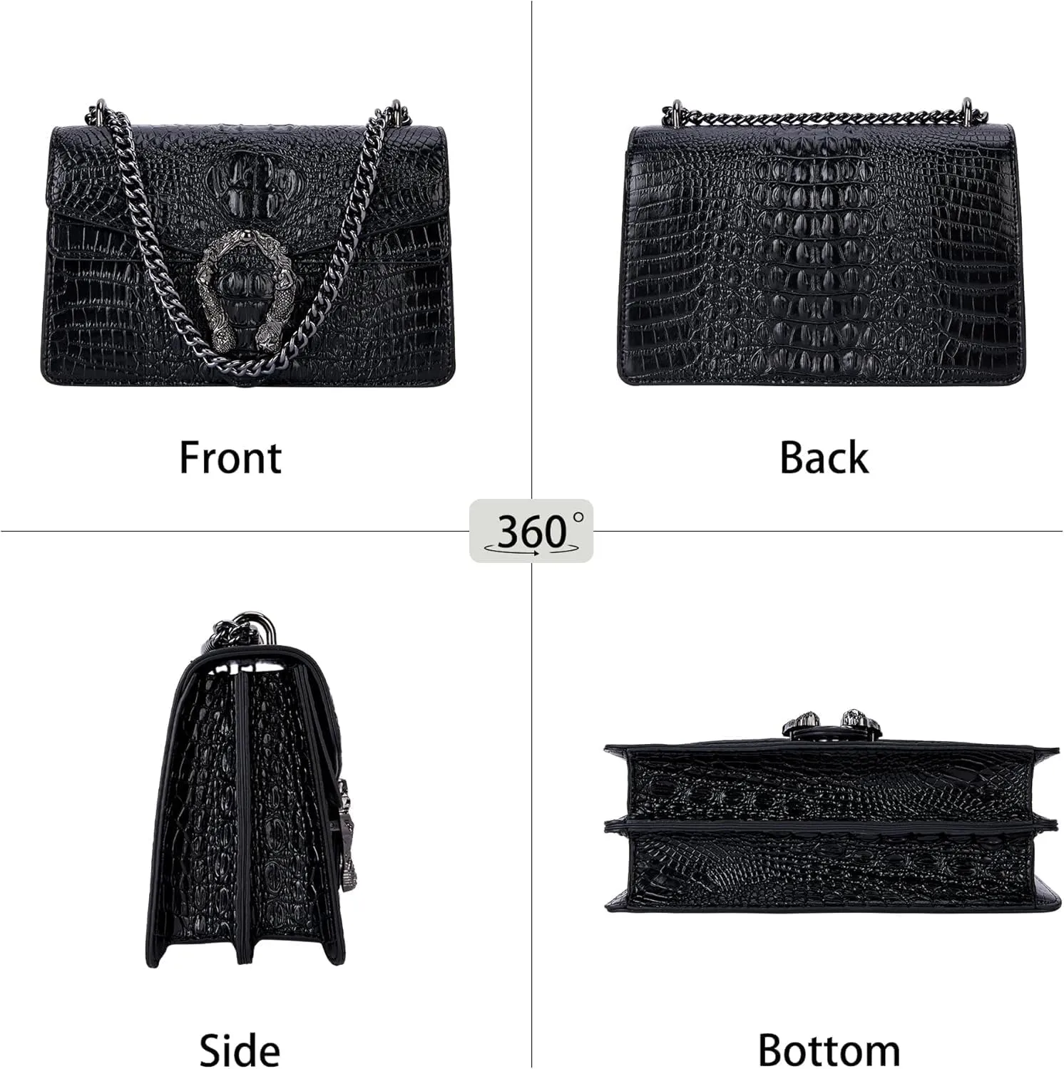 Crossbody Bag and Satchel Purse for Women Fashion Snake Print Chain Purse Luxury Shoulder Tote Bags PU Leather HandBag