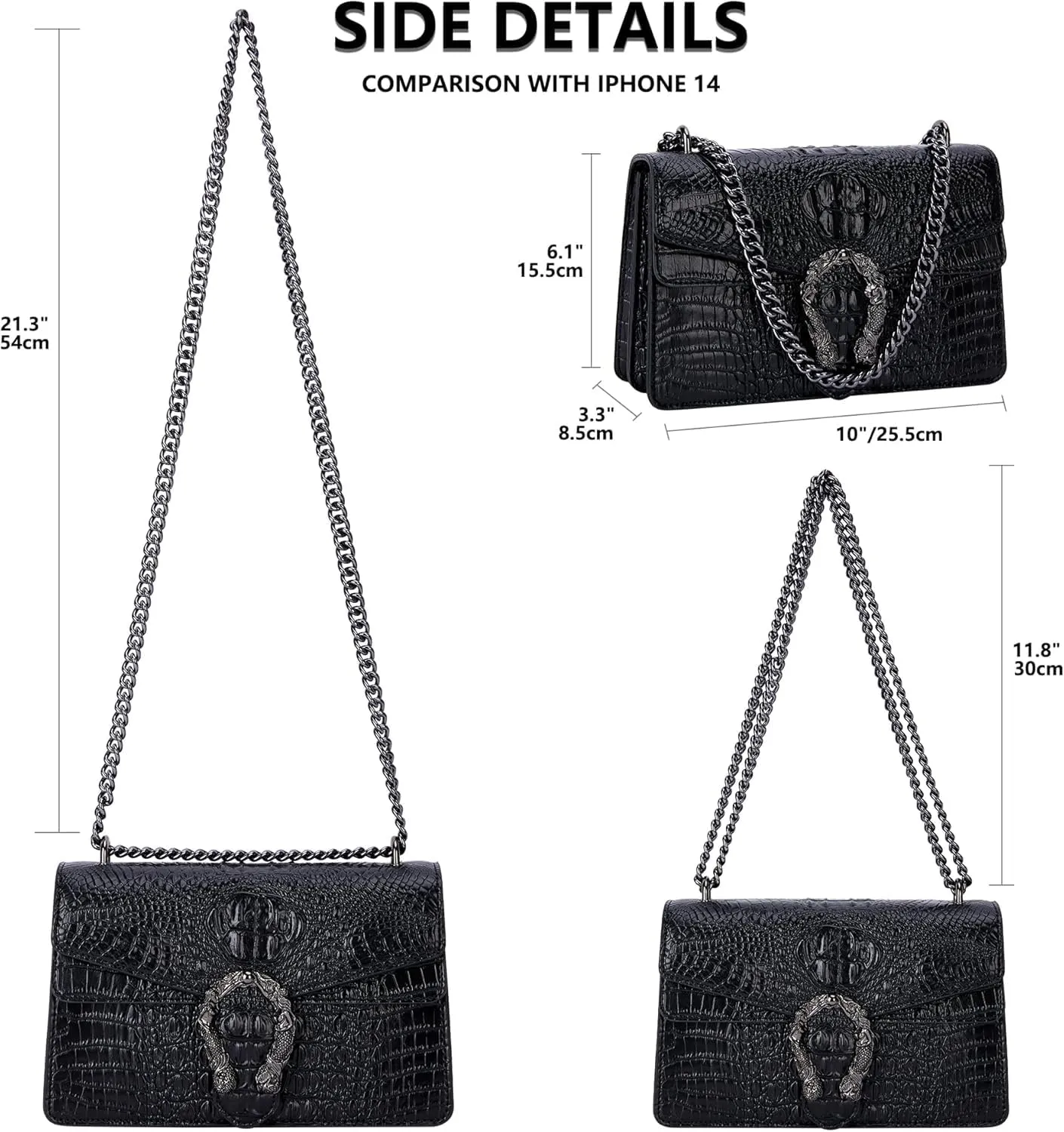 Crossbody Bag and Satchel Purse for Women Fashion Snake Print Chain Purse Luxury Shoulder Tote Bags PU Leather HandBag