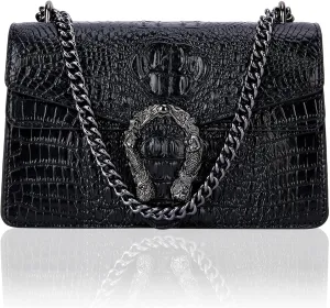 Crossbody Bag and Satchel Purse for Women Fashion Snake Print Chain Purse Luxury Shoulder Tote Bags PU Leather HandBag