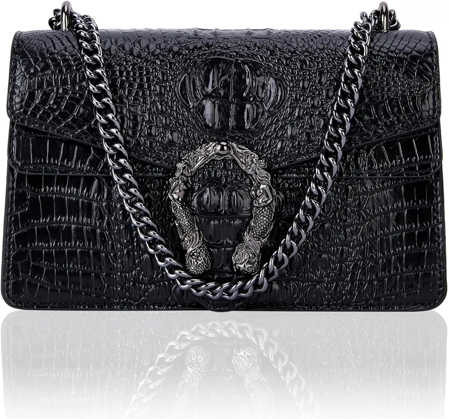 Crossbody Bag and Satchel Purse for Women Fashion Snake Print Chain Purse Luxury Shoulder Tote Bags PU Leather HandBag