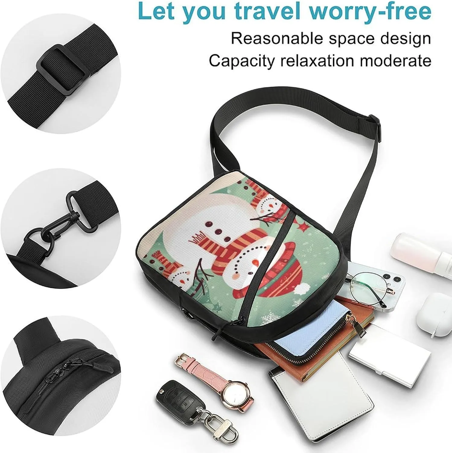 Crossbody Bag for Women Men Chest Bag Meat Slices Pattern Sling Bag Crossbody Shoulder Bag Sling Backpack