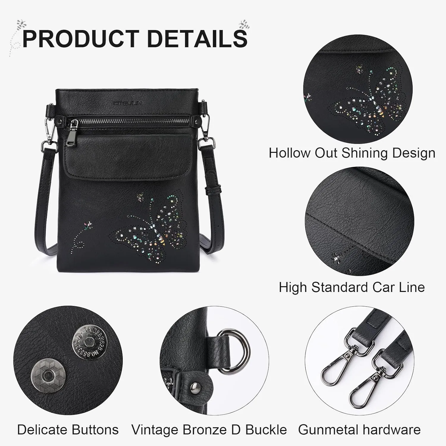 Crossbody Bag for women, Vegan Leathe Cross body Purse with Adjustable Strap, Multi Pocket Shoulder Handbag