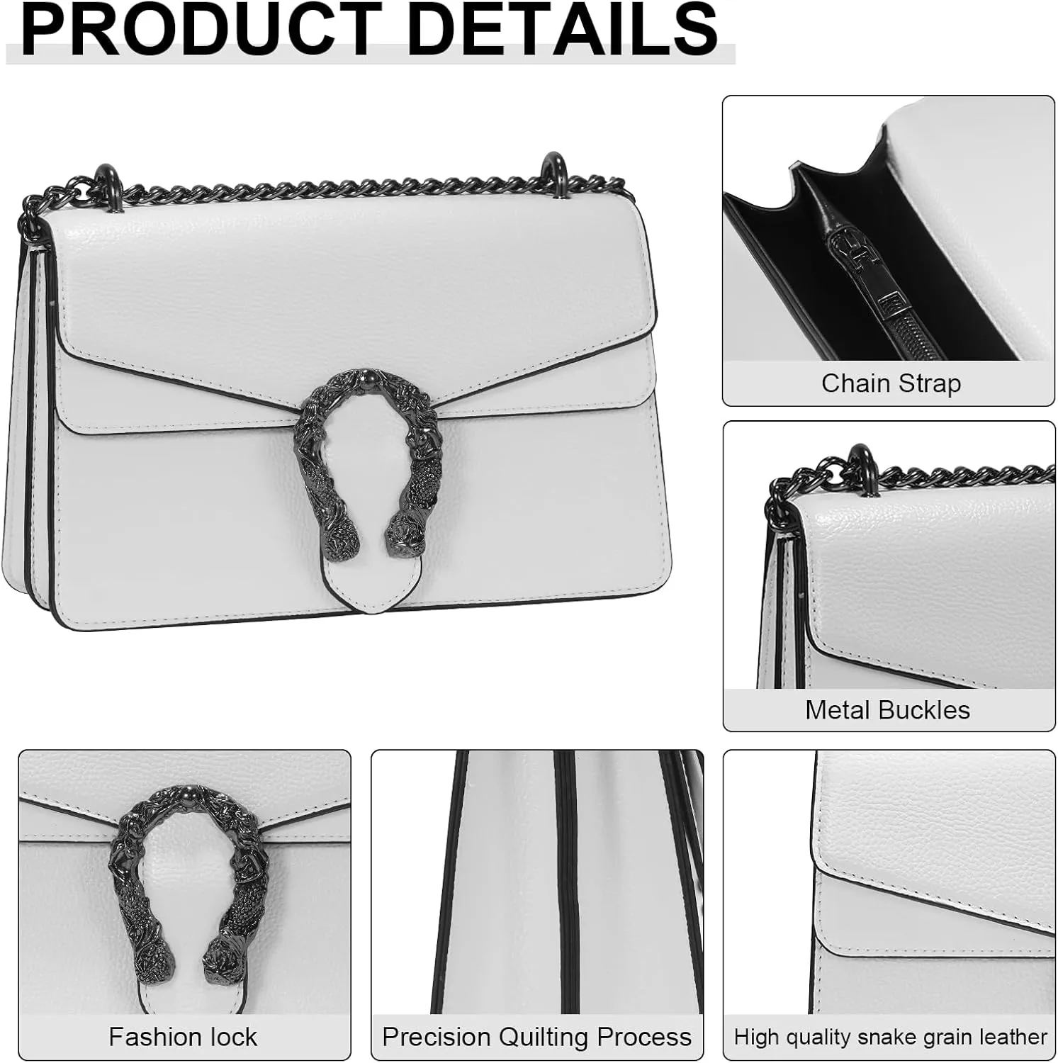 Crossbody Chain Purses for Women - Crocodile Snake Pattern Leather Shoulder Handbags Evening Clutch Satchel Bags