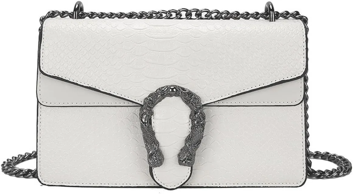 Crossbody Chain Purses for Women - Crocodile Snake Pattern Leather Shoulder Handbags Evening Clutch Satchel Bags