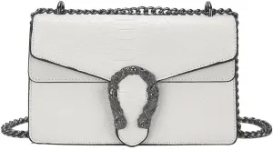 Crossbody Chain Purses for Women - Crocodile Snake Pattern Leather Shoulder Handbags Evening Clutch Satchel Bags