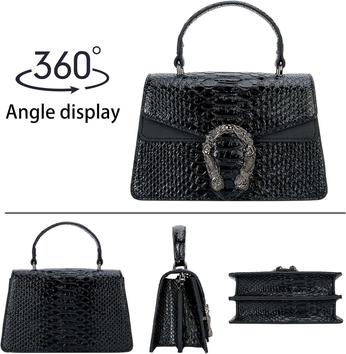 Crossbody Chain Purses for Women - Crocodile Snake Pattern Leather Shoulder Handbags Evening Clutch Satchel Bags