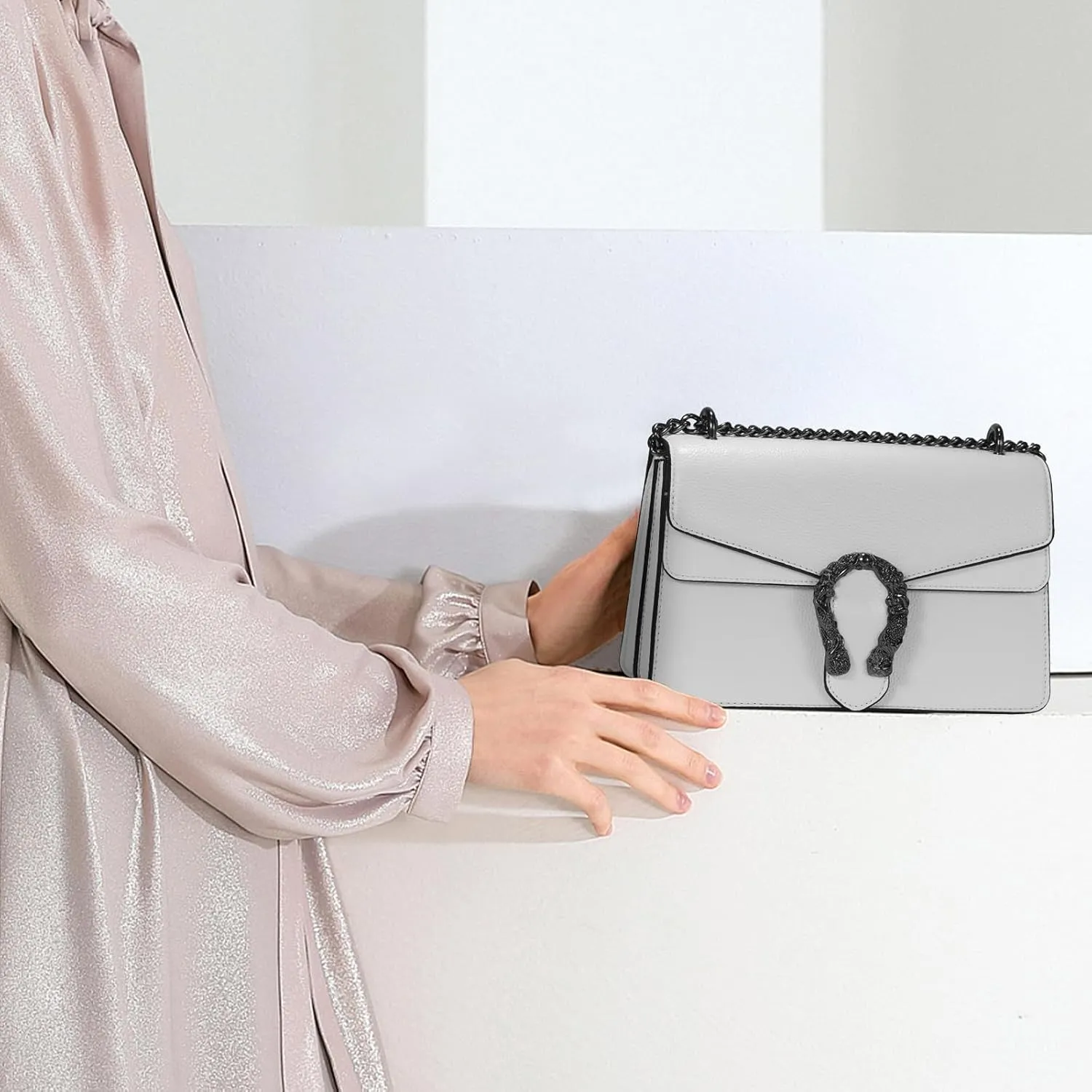 Crossbody Chain Purses for Women - Crocodile Snake Pattern Leather Shoulder Handbags Evening Clutch Satchel Bags