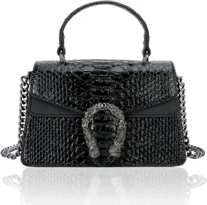 Crossbody Chain Purses for Women - Crocodile Snake Pattern Leather Shoulder Handbags Evening Clutch Satchel Bags