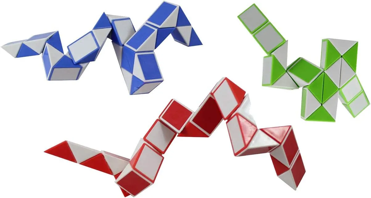Curious Minds Busy Bags Set of 3 Twist Stick Fidget - Magic Endless Turning Snake Fidget Toy - Bend and Fold Crazy Shapes Puzzle - ADD Anxiety