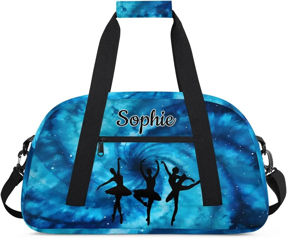 Custom Dance Gym Bags Ballet Personalized Name Sport Overnight Duffel Bags for Girls Weekender Travel Bag Carry On Training Bag, Art Tie Dye