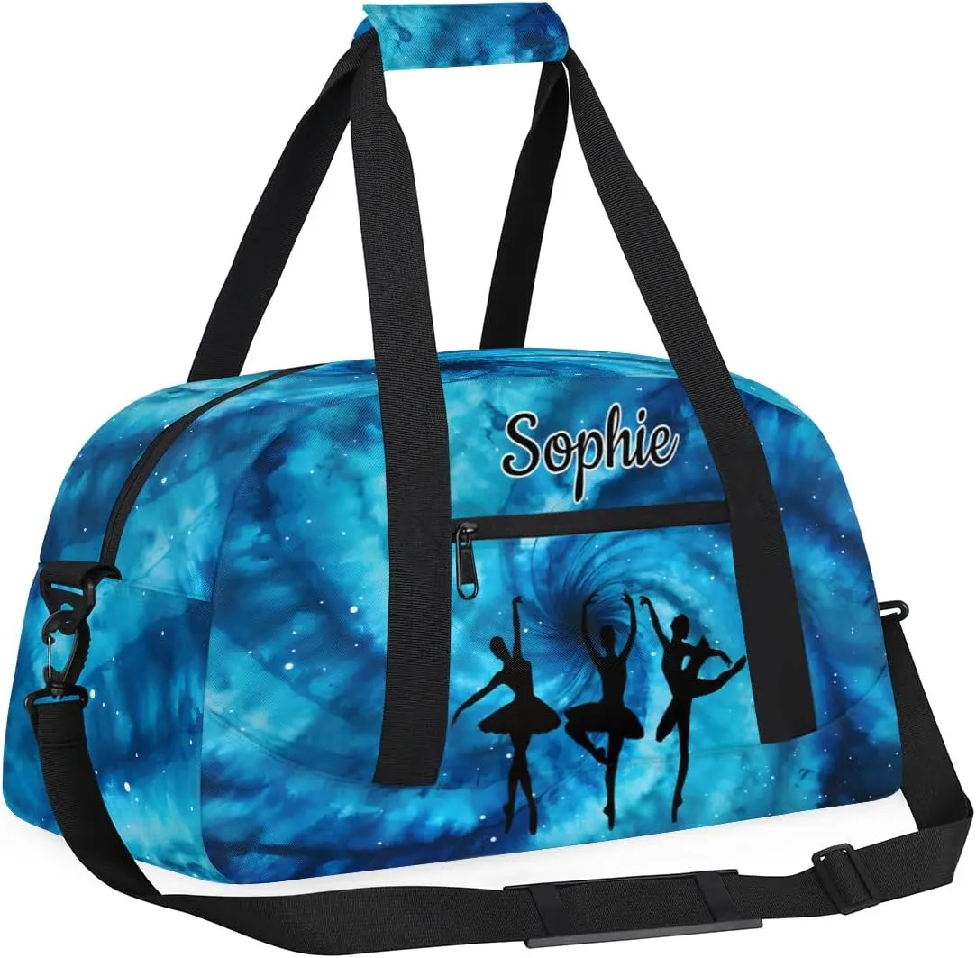 Custom Dance Gym Bags Ballet Personalized Name Sport Overnight Duffel Bags for Girls Weekender Travel Bag Carry On Training Bag, Art Tie Dye