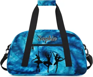 Custom Dance Gym Bags Ballet Personalized Name Sport Overnight Duffel Bags for Girls Weekender Travel Bag Carry On Training Bag, Art Tie Dye