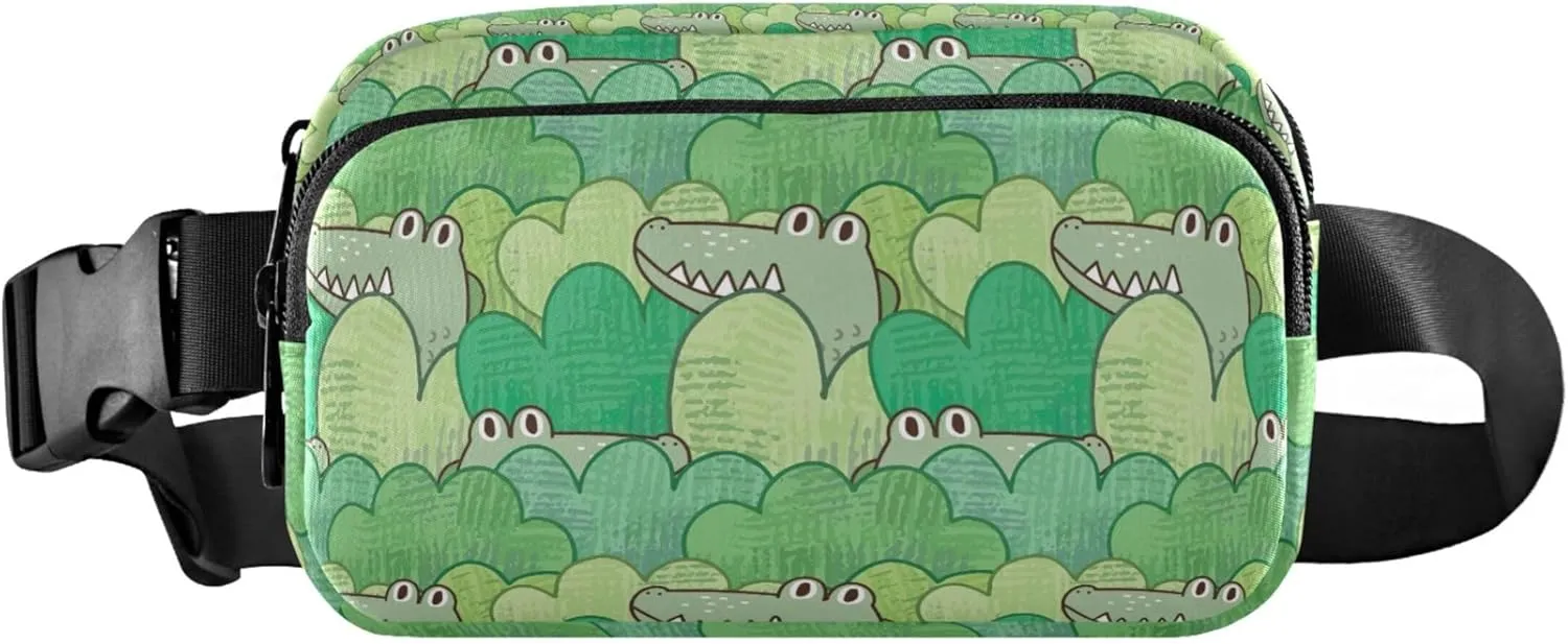 Customized Green Crocodile Bush Design Fanny Packs Women Waterproof Everywhere Belt Bag Cute Cross Body Waist Pack