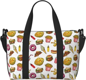 Cute Food Ketchup Potato Chips Travel Duffle Bag For Women Men Weekender Overnight Bag Gym Bag For Women, Carry On Airport Bag, Travel Tote Bag With Strap For Gym Travel Business Trips