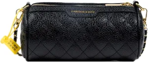 Cute Mini Cylinder Crossbody Bags for Women - Quilted Vegan Leather Shoulder Bag with Chain