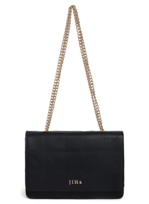 Dark Blue Quilted Double Chain Shoulder and Sling Bag