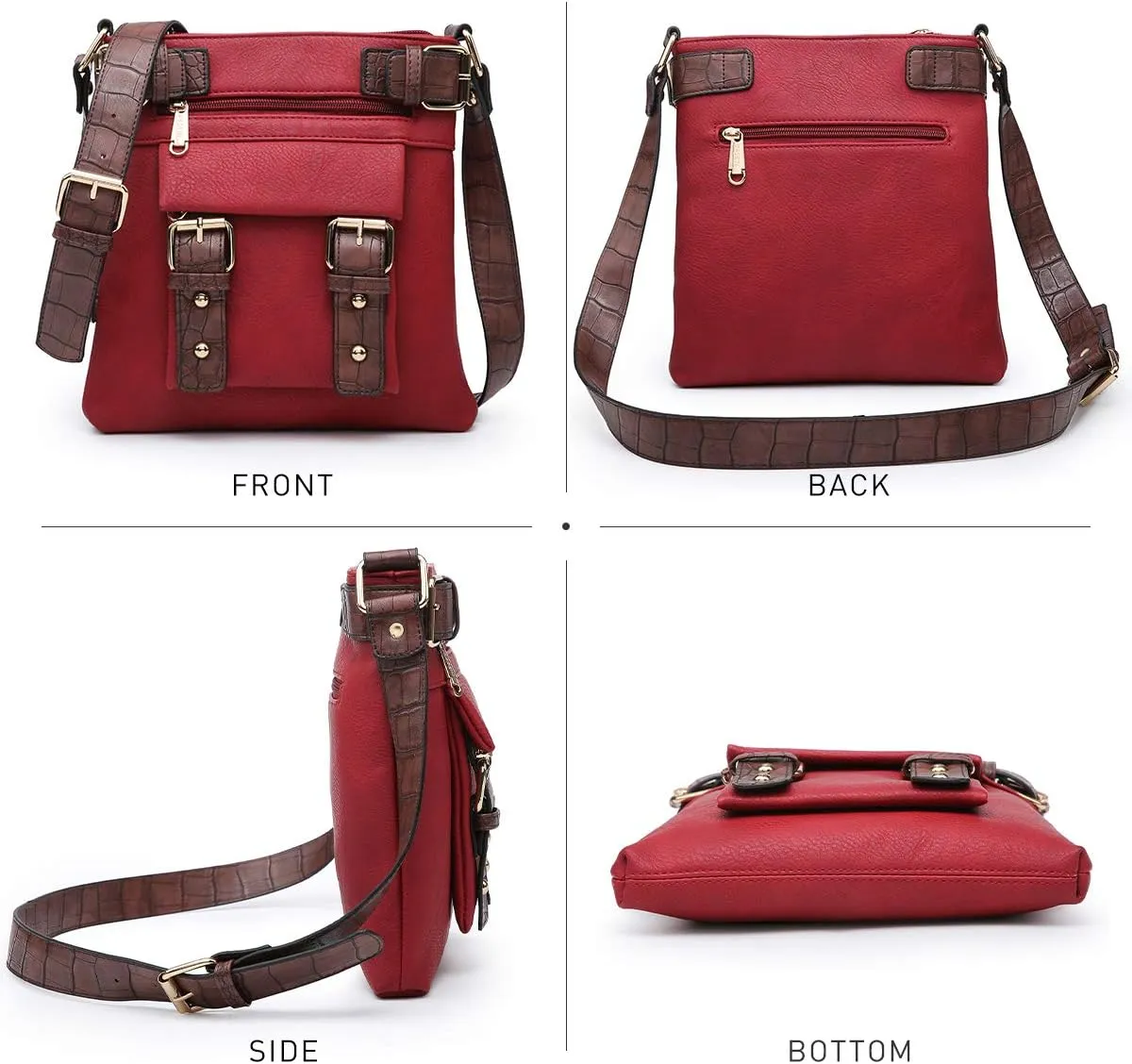 Dasein Women Lightweight Crossbody Bags Soft Vegan Leather Messenger Bag Shoulder Bag Travel Purse